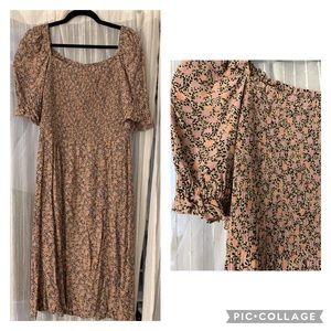 Ann Taylor Floral Smocked Dress Puff Sleeve